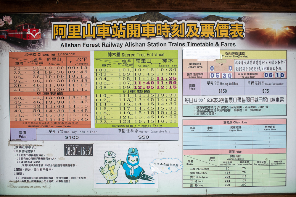 阿里山小火車時刻