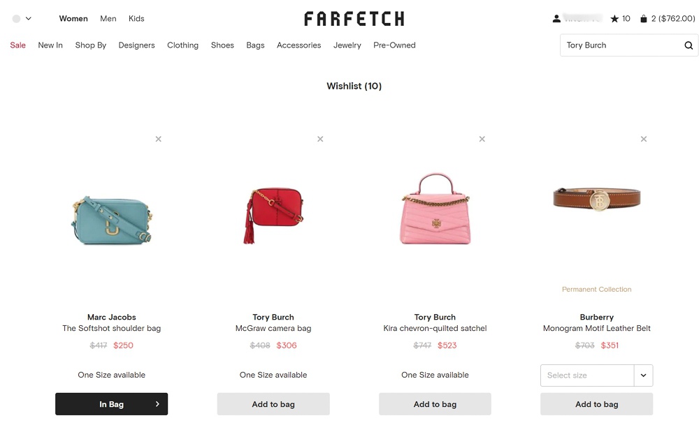 Farfetch Wishlist