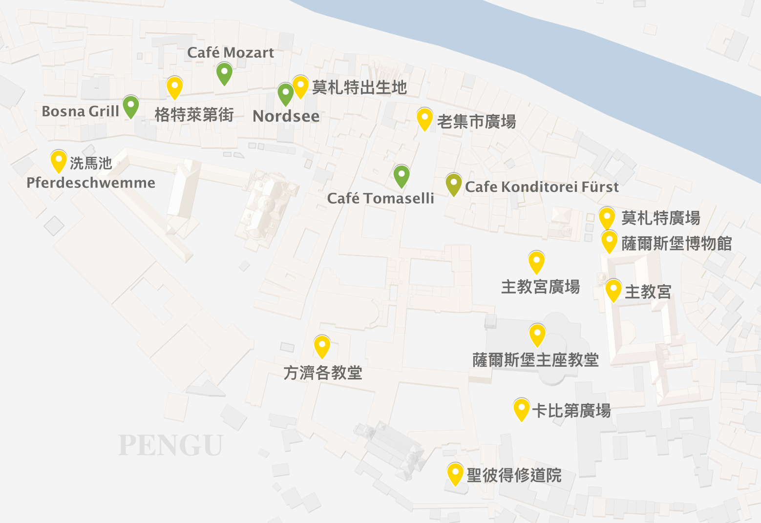 薩爾斯堡景點地圖