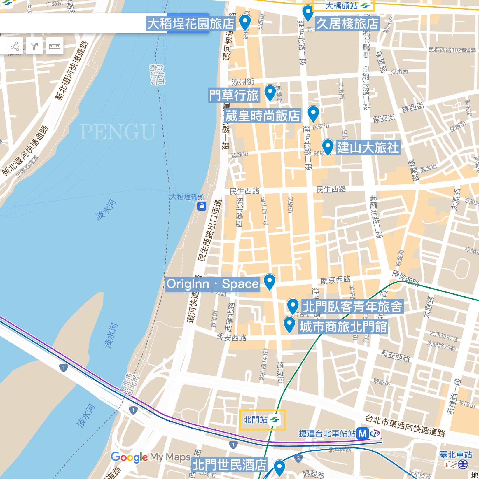 大稻埕住宿地圖