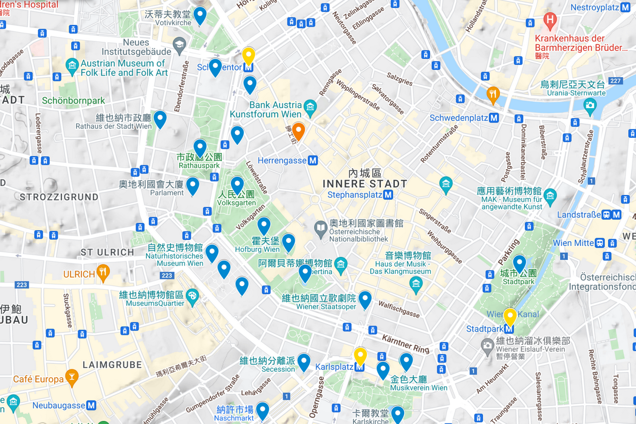 維也納景點地圖