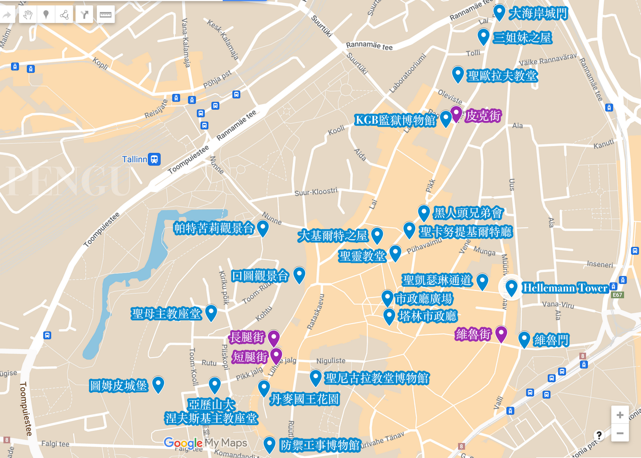 塔林景點地圖