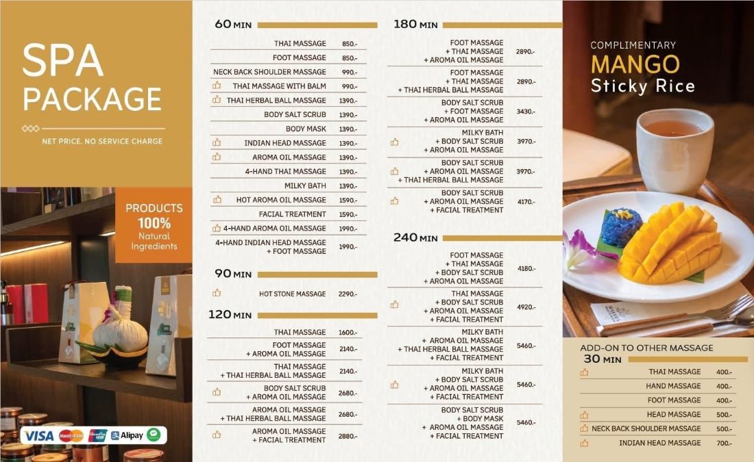 Makkha Health & Spa Menu|2026價格與療程