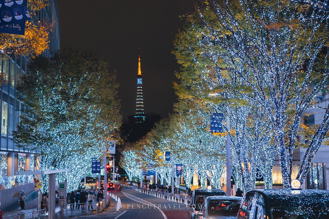 【日本】東京景點。六本木之丘 聖誕點燈 – 櫸樹坂大道燈海與東京鐵塔