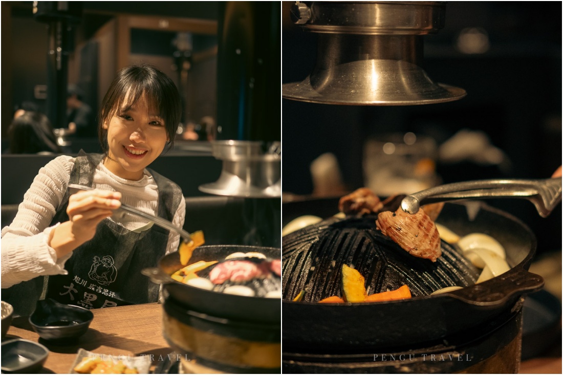 函館成吉思汗大黑屋：Pengu穿著圍兜享用北海道烤羊肉