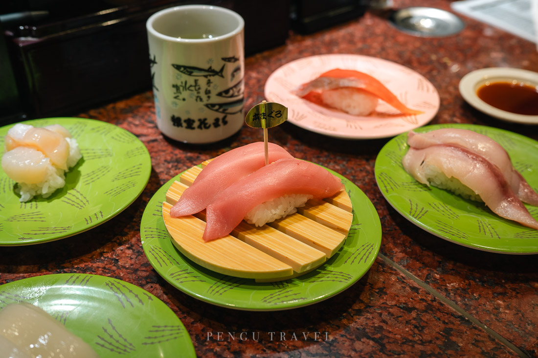 函館根室花丸餐點：黑鮪魚握壽司、青甘握壽司、雙層干貝握壽司